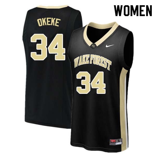 Women #34 Sunday Okeke Wake Forest Demon Deacons College Basketball Jerseys Sale-Black